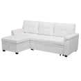 thumbnail image 4 of L-Shaped Sectional Sofa with Pull-Out Bed - Compact L-Shaped Couch for Living Room, Velvet, White, 4 of 11