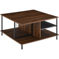 thumbnail image 1 of Zane 30" Contemporary Metal and Wood Square Coffee Table in Dark Walnut, 1 of 12