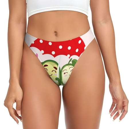 Sigee Avocado Lovers Wearing Umbrella for Women s G-String Panty  Low Rise  Soft Lace Perfect for Everyday Wear or Special Occasions-X-Small