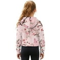 thumbnail image 2 of Xoenoiee Butterfly Cherry Blossom Print Girls Sweatshirt Half Zip Pullover Lightweight Casual Long Sleeve Hoodie Fall Clothes Outfits with Front Pocket, Size 9-10 Years, 2 of 7