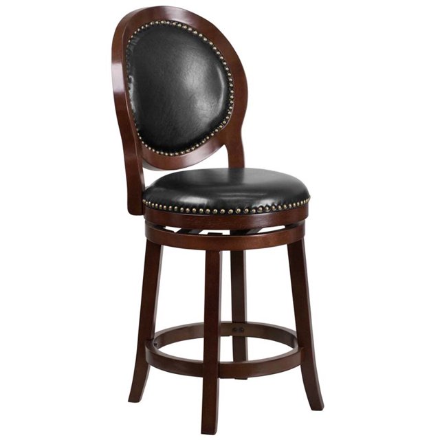 Pemberly Row Tabouret en Cuir 26" Noir et Cappuccino