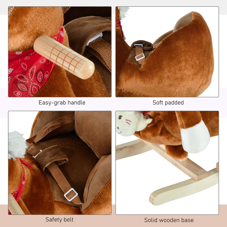 Qaba Rocking Horse with Music for Toddlers, Brown photo 5