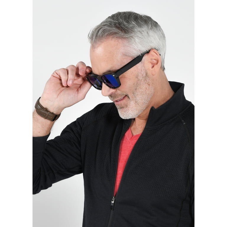 Solar Shield Polarized Fits Over Sunglasses, Black with Blue Mirror photo 4