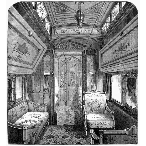 Stretched Canvas Art - Drawing-Room Car 1869. /Na Drawing ...