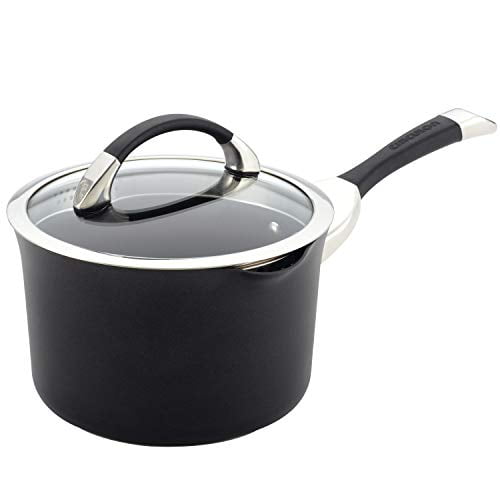 Circulon Symmetry Hard Anodized Nonstick Sauce Pan/Saucepan With Straining And Lid, 3.5 Quart, Black - Walmart.com