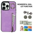 thumbnail image 2 of Feishell for iPhone 12 Pro/12, Case Wallet with Card Holder Functional Two Way Kickstand Durable Zipper Pocket RFID Blocking Leather Slim Protective Leather For iPhone 12/12 Pro, Purple, 2 of 12