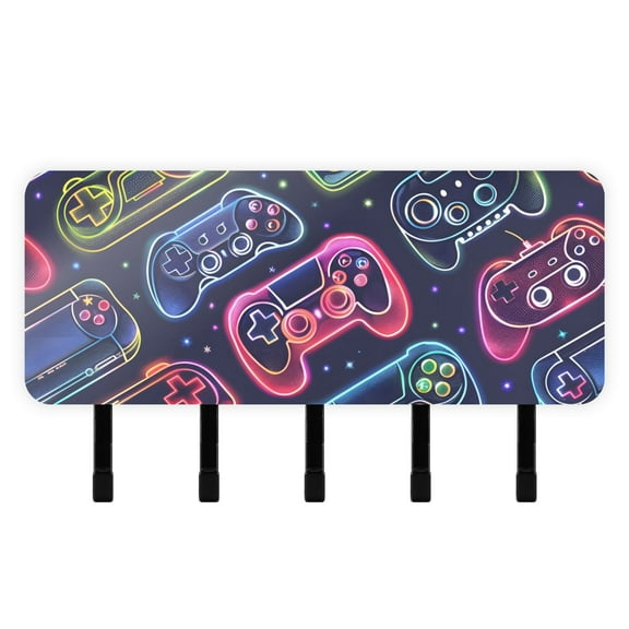 Gaming Machines Multicoloured Mail Holder Organizer Wall Mount with Shelf Key Holder Key Rack with 5 Key Hooks for Wall Decorative