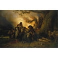 thumbnail image 2 of Jakob Becker 18x13 Gold Ornate Wood Frame and Double Matted Museum Art Print Titled - Shepherd Struck by Lightning (1844), 2 of 4