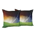 thumbnail image 6 of Ambesonne Landscape Throw Pillow Cover 2 Pack, Thunder Field, 20", Green Orange Blue, 6 of 6