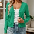 thumbnail image 4 of Cropped Cardigan for Women 2025 Fall Lightweight Long Sleeve V Neck Button Wave Trim Knit Cardigan Sweaters Blouse Top, 4 of 6