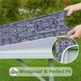 thumbnail image 6 of Blue Ethnic Paisley and Floral Pattern Square Fitted Tablecloth with Elastic Edge,Square Table Cover,Washable Elastic Table Cover for Home Kitchen Party Decor 34"x34", 6 of 6