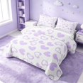 thumbnail image 3 of Erosebridal Girls Hearts Twin Quilt Set, Love HeartTwin Coverlet Set, Polka Dots Reversible, Lavender, 2pcs (1 Bedspread and 1 Pillowcase), 3 of 7