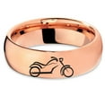 thumbnail image 2 of Tungsten Motorcycle Bike Motor Bicycle Band Ring 7mm Men Women Comfort Fit 18k Rose Gold Dome Polished, 2 of 4