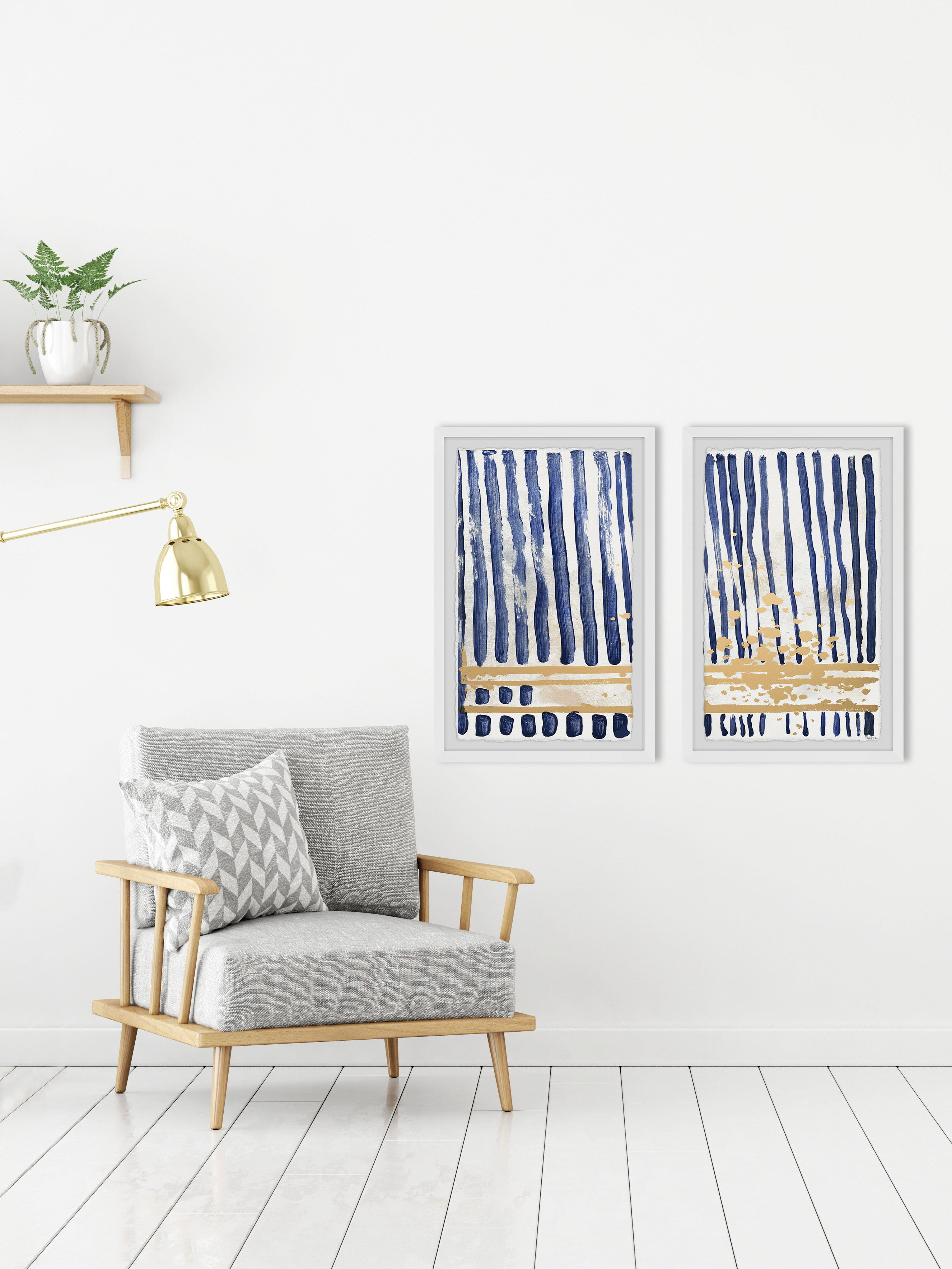 Blue Verticals Diptych