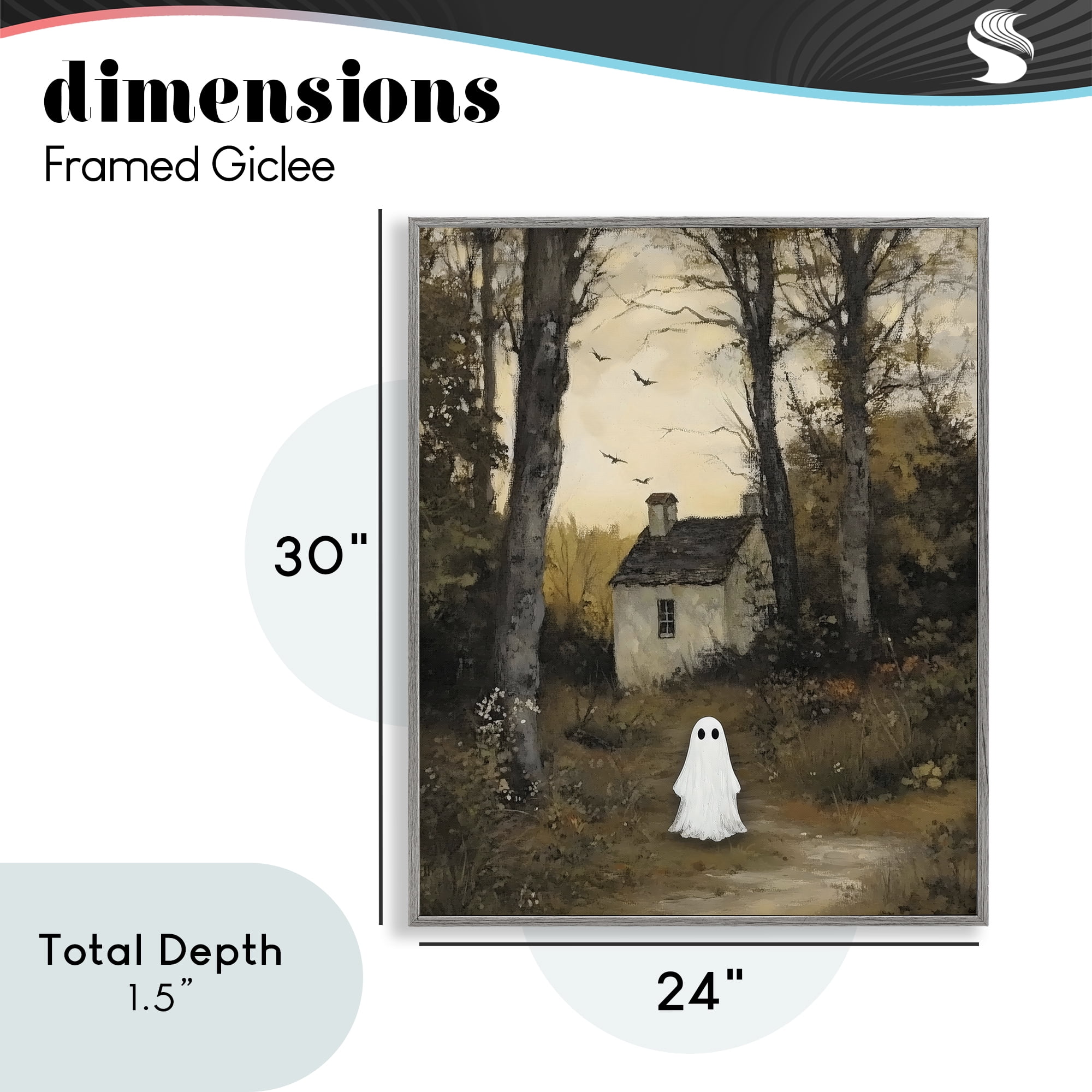 Little Ghost in Cottage Forest Gray Framed Giclee Art, design by Arlington Prints