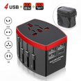 thumbnail image 1 of Global Travel Adapter with 4-in-1 USB Ports, Compact and Durable Design for International Use, Black, 1 of 5