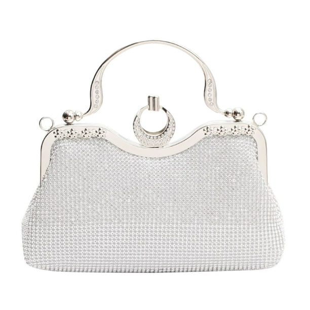 Bolso de mano de noche con diamantes de imitación para mujer, cartera informal, elegante, para fiesta de boda, bolso brillante