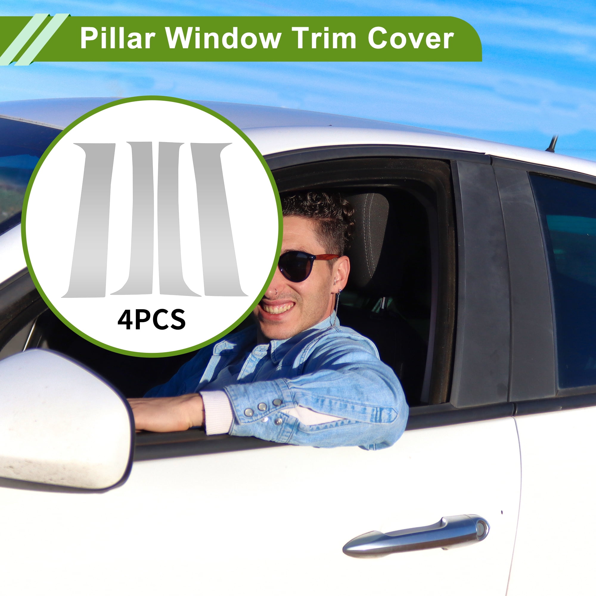 Unique Bargains 4Pcs Door Pillar Window Trim For Chevy Silverado 2000-2006 Silver