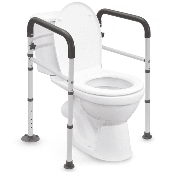 Naipo Toilet Safety Rails Frame with Handles for Seniors & Disabled, Adjustable Aluminium Supports up to 300Lbs, Fits Most Toilets