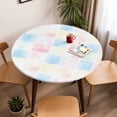 thumbnail image 5 of Watercolor Spring Elastic Fitted Round Table Cover Pastoral Check Waterproof Outdoor Tablecloth for Holiday Party, Picnic, Patio & Dining Fits Tables Up to 36"-44", 5 of 8