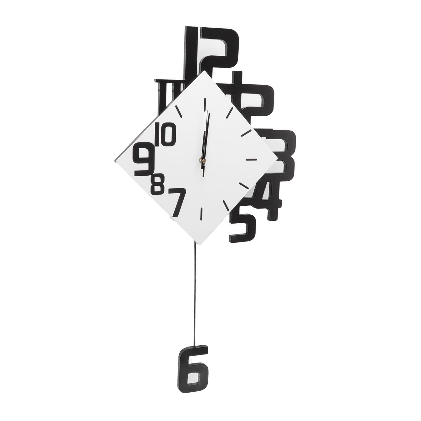 Swing Wall Clock, MDF ABS Battery Powered Number Decoration Modern Wall