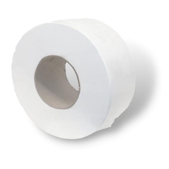 SSBM 3" x 550' White Jumbo Toilet Paper Roll 2-Ply High-Strength 3" Core Premium 100% Wood Pulp Non-Perforated 12 Rolls