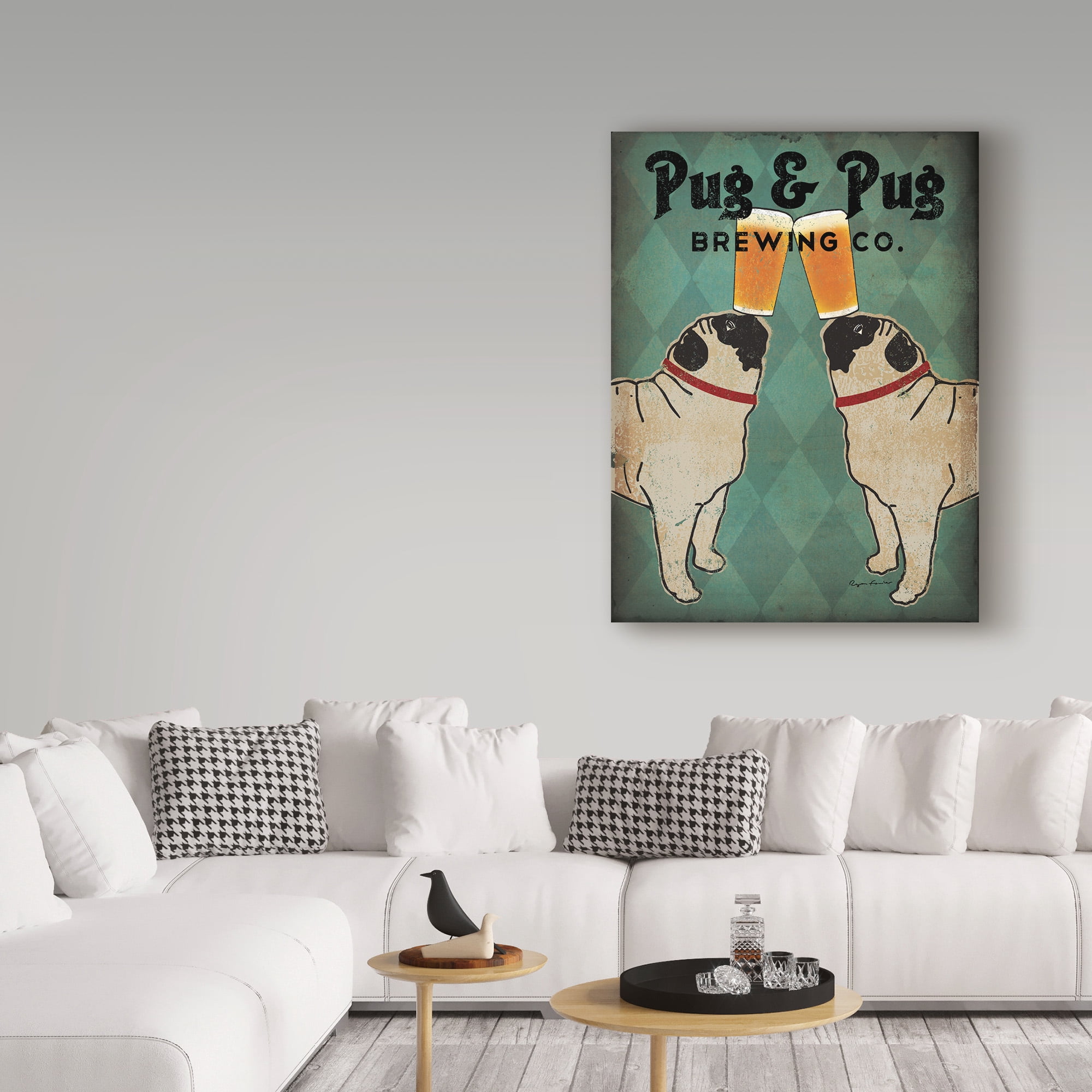 Trademark Fine Art 'Pug and Pug Brewing' Canvas Art by Ryan Fowler
