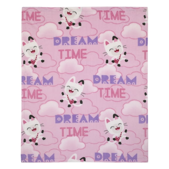 DreamWorks Gabby's Dollhouse Dream It Up Toddler Blanket, Pink, Purple, 40" x 50", Polyester