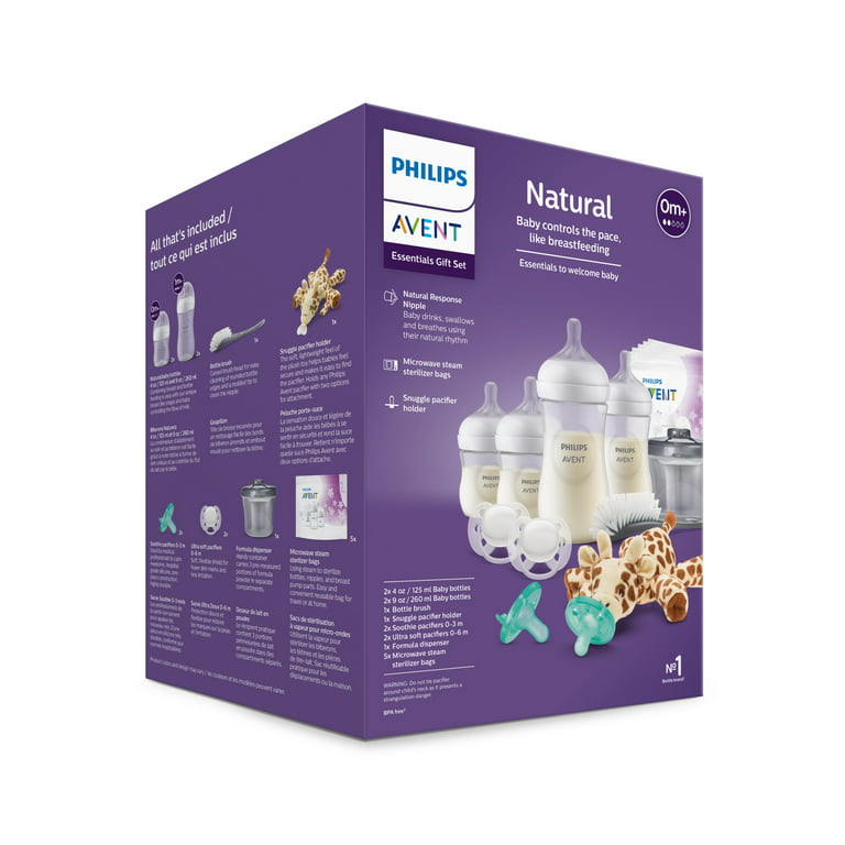 Philips Avent Natural Baby Bottle with Natural Response Nipple, Essentials  Baby Gift Set, SCD839/02 