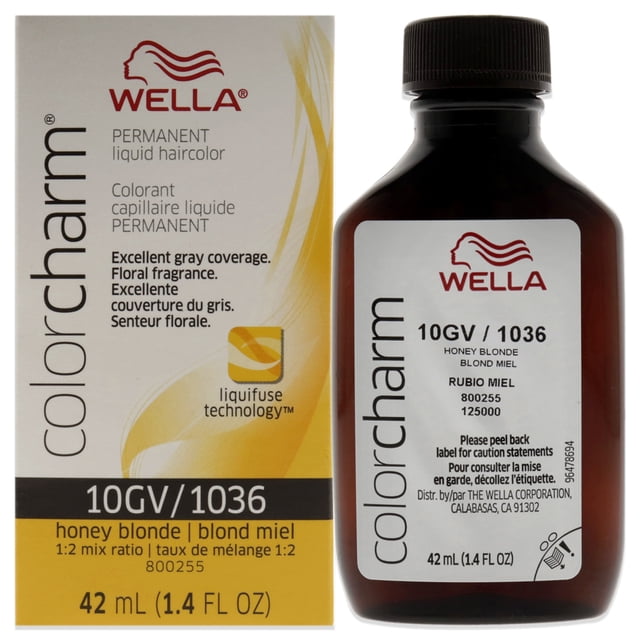 Tinte líquido permanente para cabello Color Charm - 1036 10GV Honey Blonde de Wella para unisex - Tinte para cabello de 1,42 oz Wella Color de pelo 1.4 oz