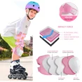 thumbnail image 5 of Rirool Pink and White Kids Protective Gear Set, 6-Piece Knee Pads, Elbow Pads and Wrist Guards with Adjustable Straps for Ages 3-10, Roller Skating, Skateboarding, Scooter and Cycling, 5 of 9
