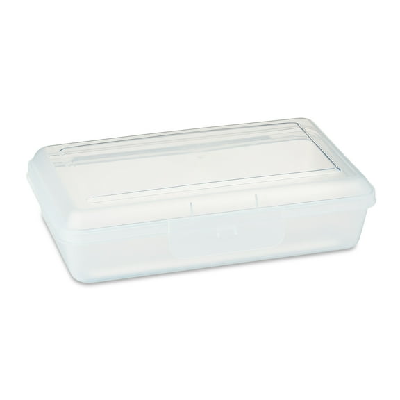 Pen+Gear Lightweight Plastic Pencil Box with Snap-on Lid, Clear, 1-Pack