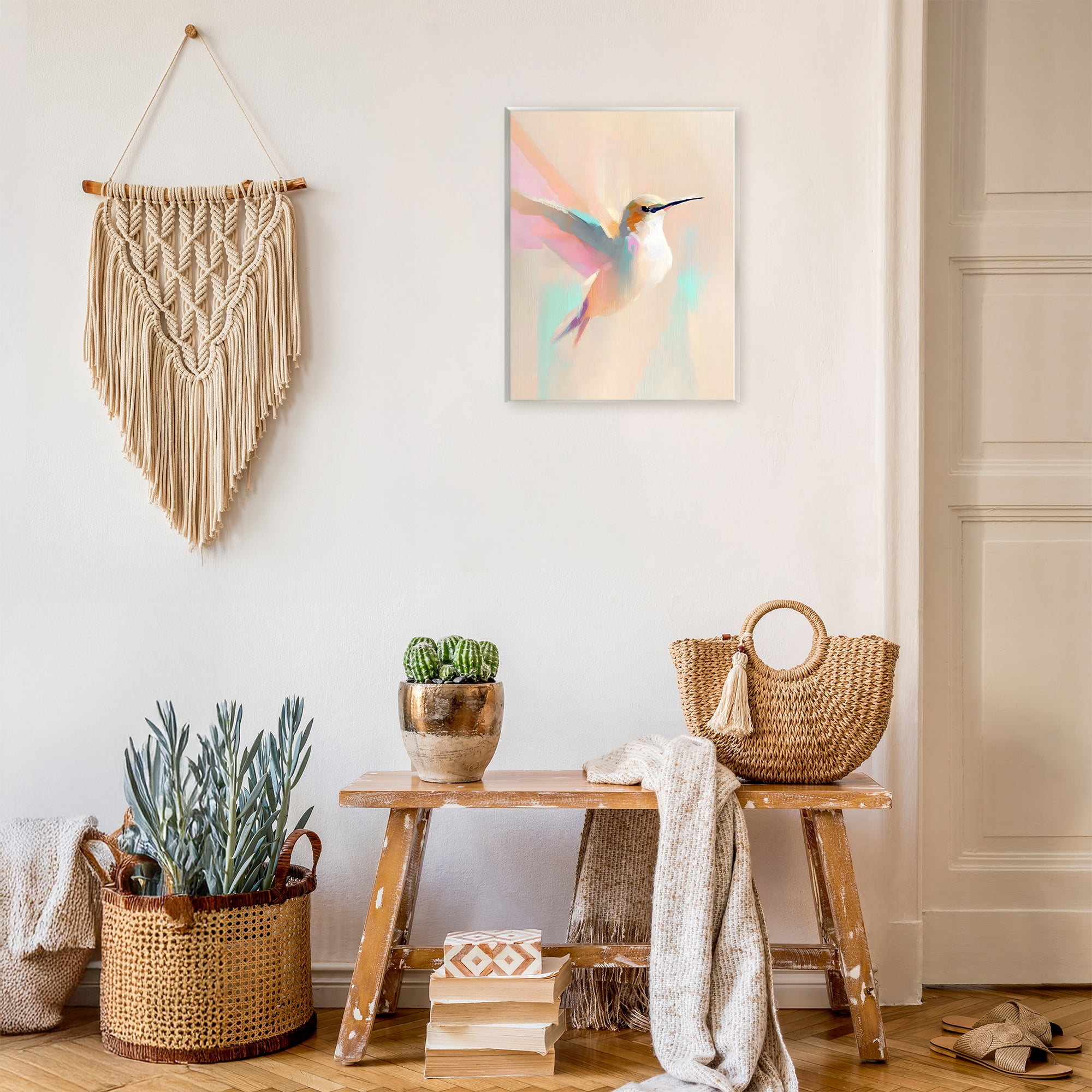 Stupell Industries Pastel Hummingbird in Flight Wall Plaque Art, design by The Prints Vibe
