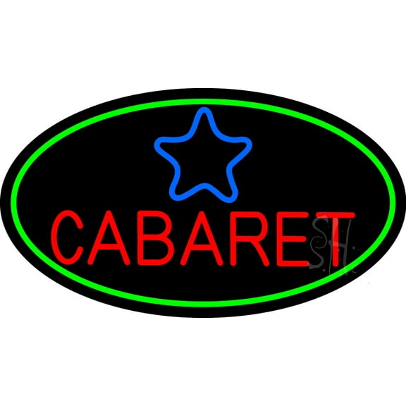 Cabaret Star Logo LED Neon Sign 20" Tall x 37" Wide - inches Black Square Cut Acrylic Backing, with Dimmer - Premium built indoor Sign for Strip Club, Dance club, Décor, Bar.