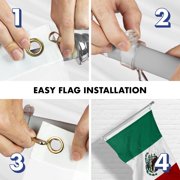 G128 - 6 Feet Tangle Free Spinning Flagpole (Silver) Mexico Brass Grommets Printed 3x5 ft (Flag Included) Aluminum Flag Pole