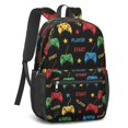 thumbnail image 2 of Game Controller Black Pattern 17" School Backpacks for Teens,Waterproof Oxford Fabric,S-Shape Padded Straps for School,Travel,Hiking,Camping, 2 of 6