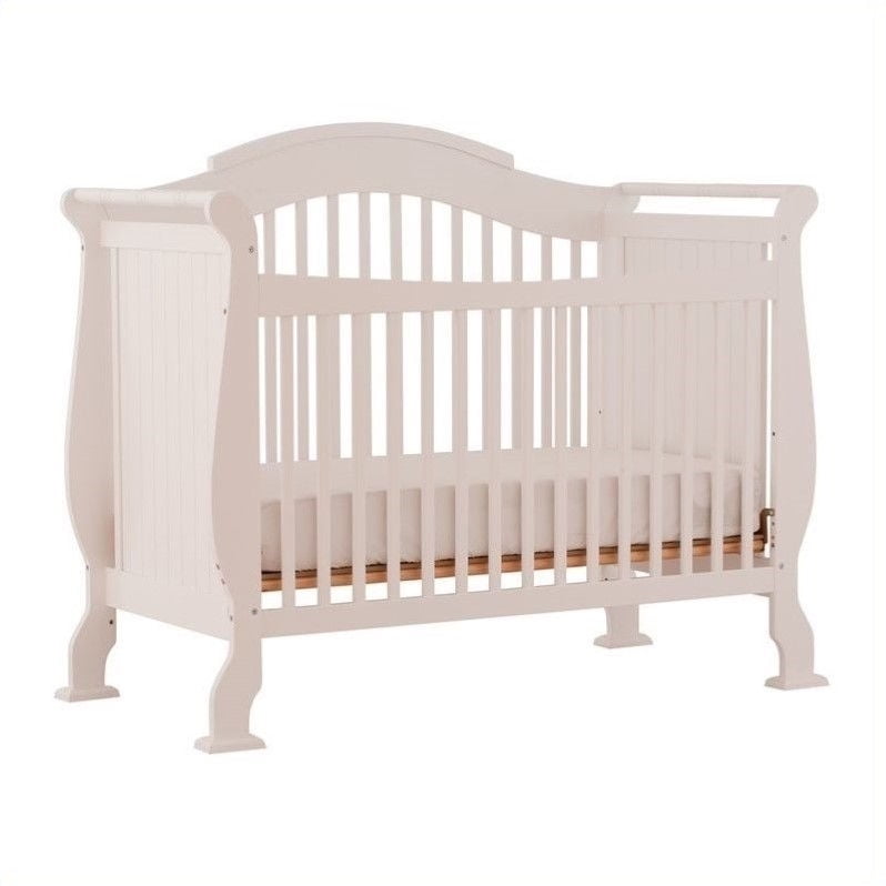 Fixed Side Convertible Crib in White Finish