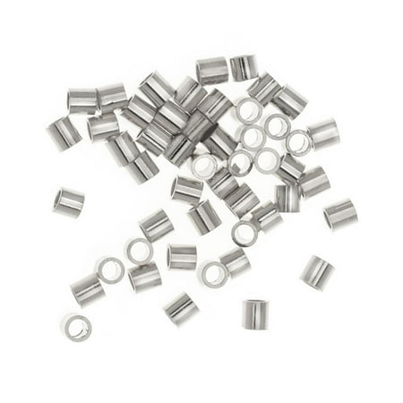Silver Tone Crimp Bead - Tube Crimp Beads, 1.5 x 1.5mm, 50 Pieces, Silver Tone Nickel Plated
