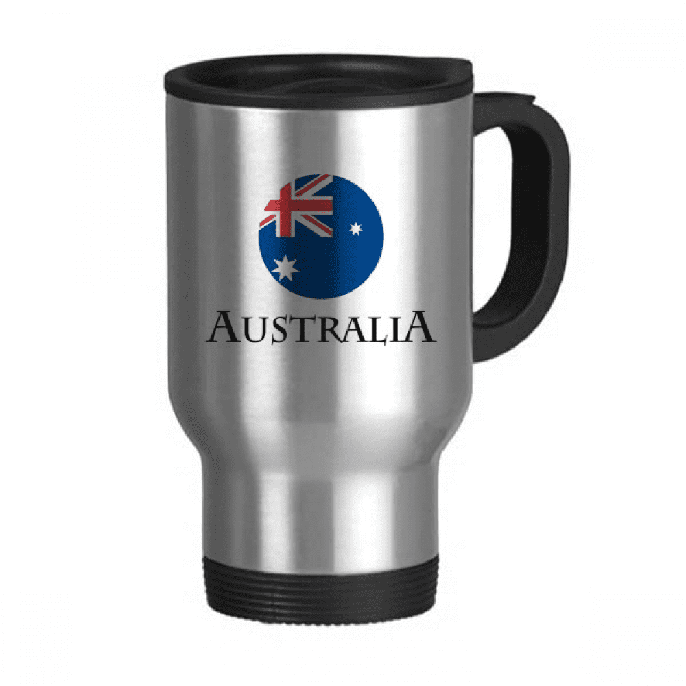 Australian Flag Kangaroo Koala Travel Mug Flip Lid Stainless Steel Cup