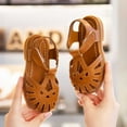 thumbnail image 2 of HCNTES Girls' Shoes Bao Toe Sandals Summer Little Girls Big Kids Soft Soled Non Slip Children's Shoes 18-24 Months Brown, 2 of 5