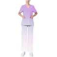 thumbnail image 3 of Ndbuld Scrub Set for Women V-Neck Scrub Top & Jogger Pants Women's Short Sleeved Solid Color Pocket Protective Suit Set Short Sleeved V-neck Top/shirt Set ,Multicolor,L, 3 of 5