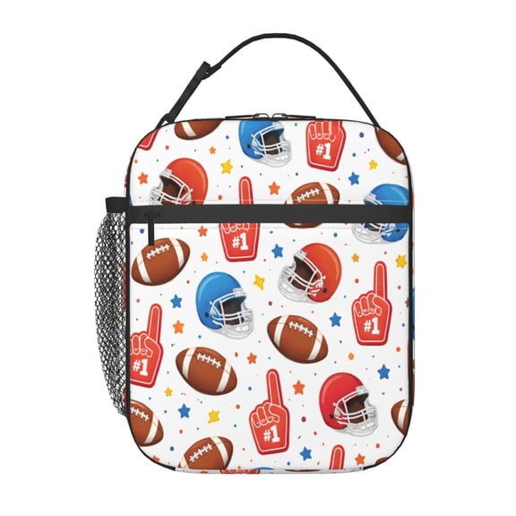 American Football Pattern Lunch Bag Portable Thermal Lunch Box for Men and Women