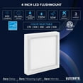 thumbnail image 7 of Luxrite 4 Inch Square LED Flush Mount Ceiling Light, 10W 600LM, 5CCT Selectable 2700K-5000K, Dimmable, Wet Rated 2-Pack, 7 of 7