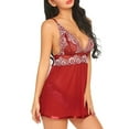 thumbnail image 2 of Julycc Women Sexy Sleeveless Transparent Lingerie Lace Mesh Chemise Nightdress, 2 of 5