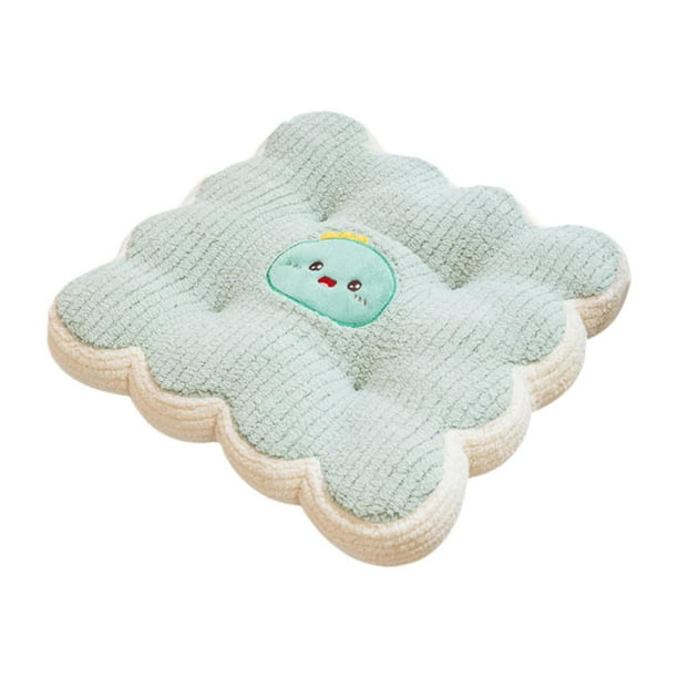 Cojín de asiento, cojín de asiento, regalo para cumpleaños, almohada gruesa de felpa antideslizante con dibujos animados Verde