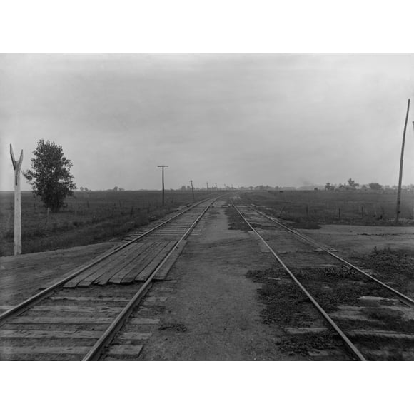 Traversée du Chemin de Fer de Chicago et de l'Alton dans l'Illinois Rural Près de la Ville du Charbon. Ca. 1905. Lc-D4-42362 Histoire (24 x 18)