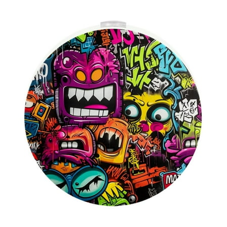 

Graffiti LED Round Night Light-2pcs: Energy-efficient Environmentally Friendly Soothing Glow for bedrooms bathrooms or nurseries.