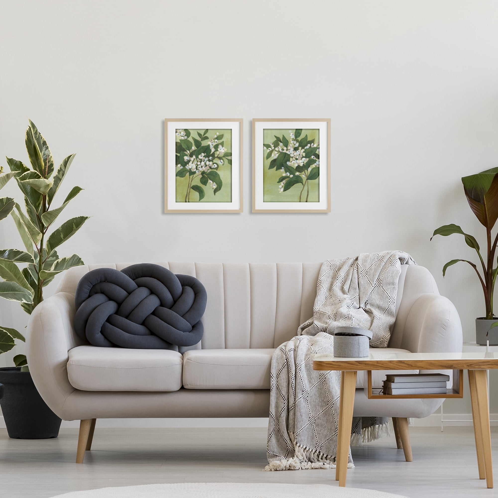 Stupell Industries Verdant Herb Blossoms 2 Piece Birch Framed Print Under Glass Set, design by June Erica Vess