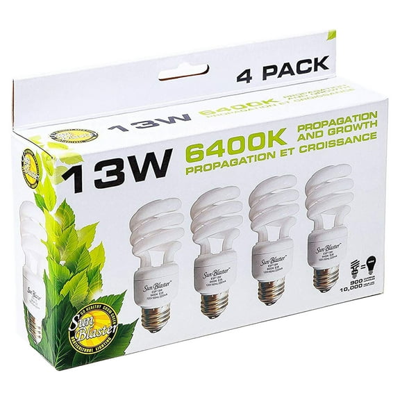 SunBlaster SL0900151 13 Watt Indoor Plant Grow Light Set with 4 CFL Lightbulbs