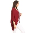 thumbnail image 2 of Women's Solid Casual Chiffon loose Kimono Sleeve Open Front Cardigan Capes, 2 of 4